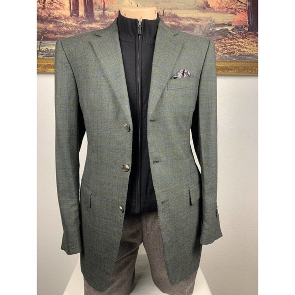 40R Ermenegildo Zegna Green Check Sport Coat - Suit Jacket - Picture 8 of 14